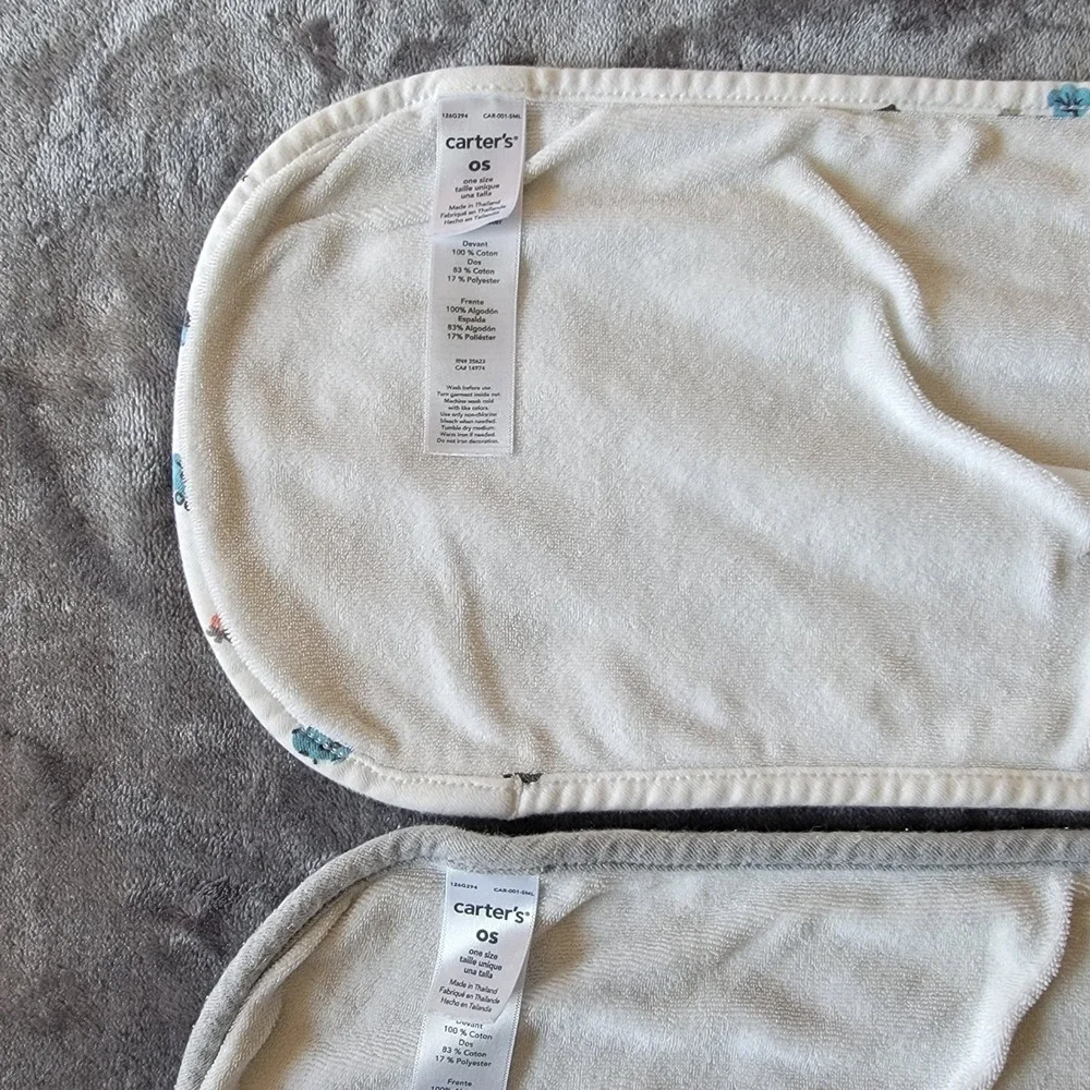 Bundle 2-Carter's Burp Cloths Kids OS Grey White Good Camping Bear Tent 702
